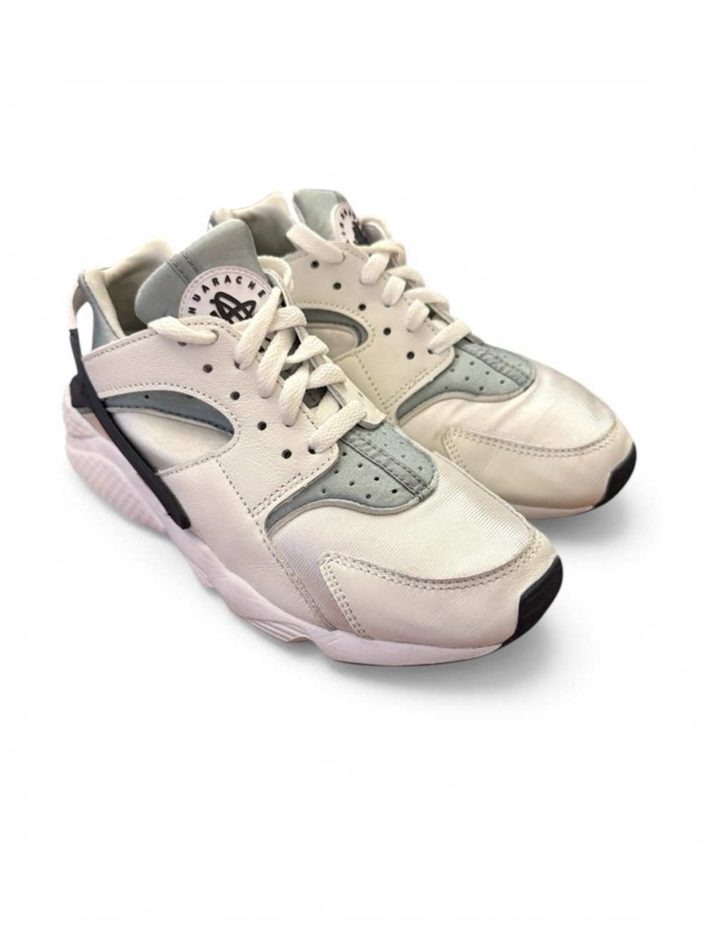 Nike Air Huarache Run Women 7.5 White Sage Green Black DH4439-110 Sneakers Shoes